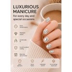 Silver Metallic Mirror Rhinestone Press‑On Nails, Luxury Medium‑Long Almond False Nails